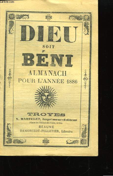 Dieu Soit Bni. Almanach pour l'Anne 1886