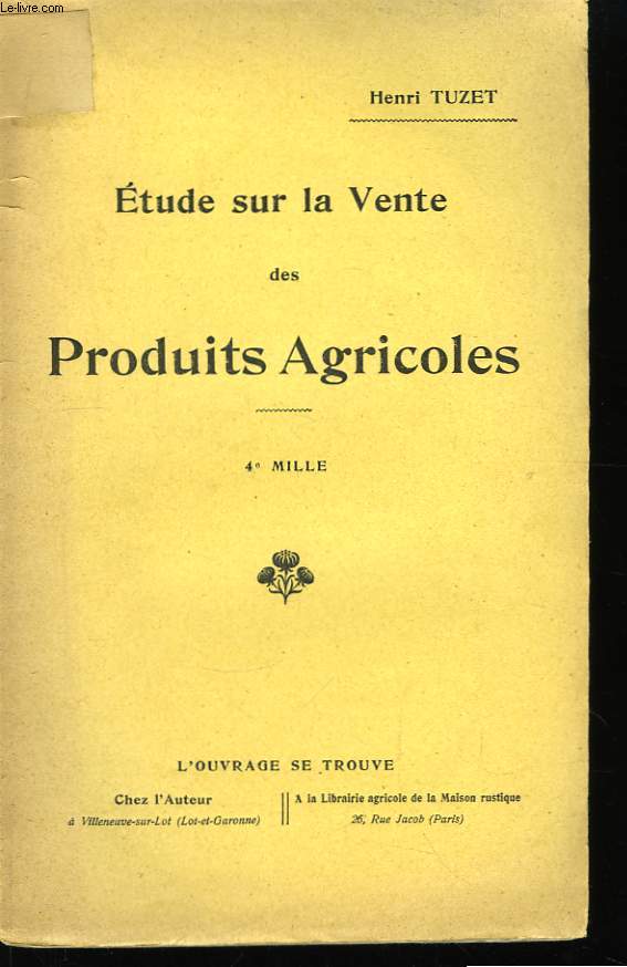 Etude sur la Vente des Produits Agricoles.