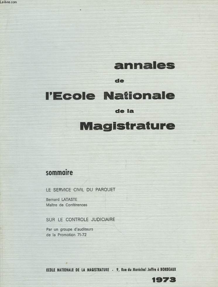 Annales de l'Ecole Nationale de la Magistrature