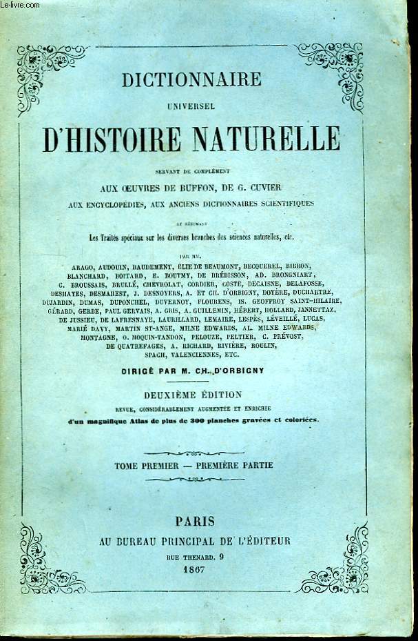 Dictionnaire Universel d'Histoire Naturelle. TOME Ier, 1re partie : A - ALA