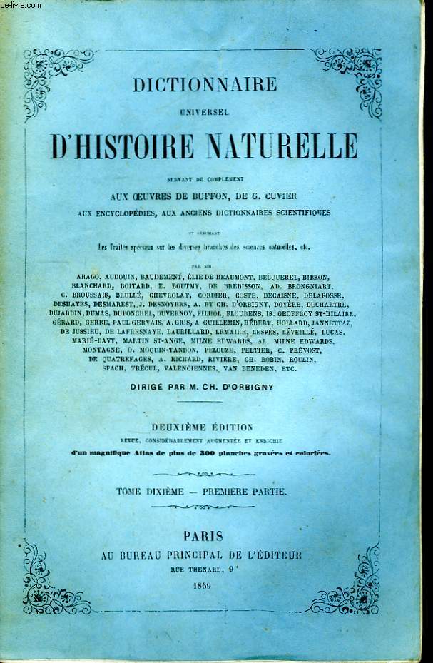 Dictionnaire Universel d'Histoire Naturelle. TOME X, 1ère partie : OR - PAV.