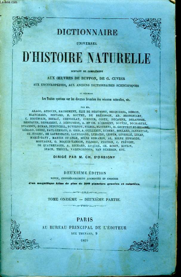 Dictionnaire Universel d'Histoire Naturelle. TOME XI, 2me partie : PRO - REP