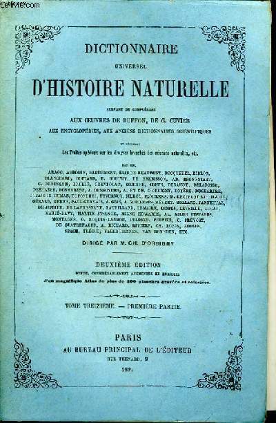 Dictionnaire Universel d'Histoire Naturelle. TOME XIII, 1ère partie : SPI - SYS