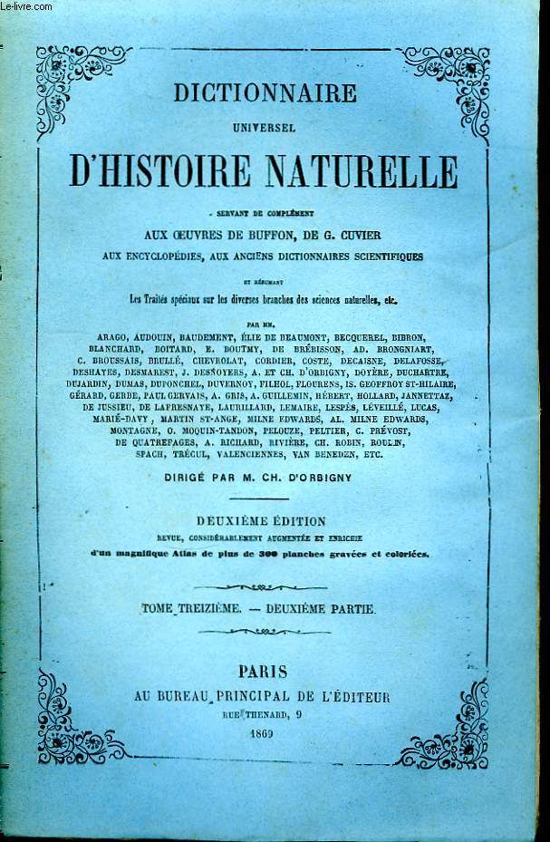 Dictionnaire Universel d'Histoire Naturelle. TOME XIII, 2ème partie : SYS - THW
