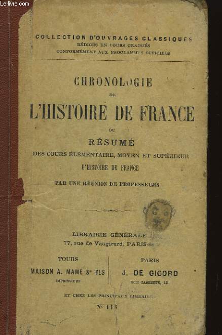Chronologie de l'Histoire de France.