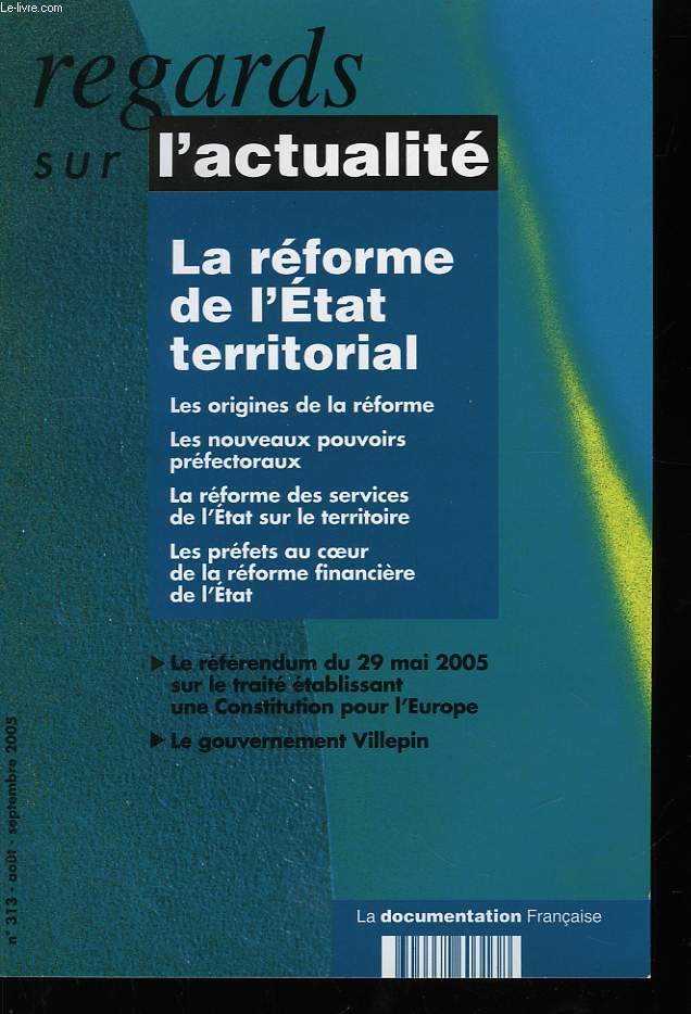 Regards sur l'Actualit N313 : La rforme de l'Etat territorial.