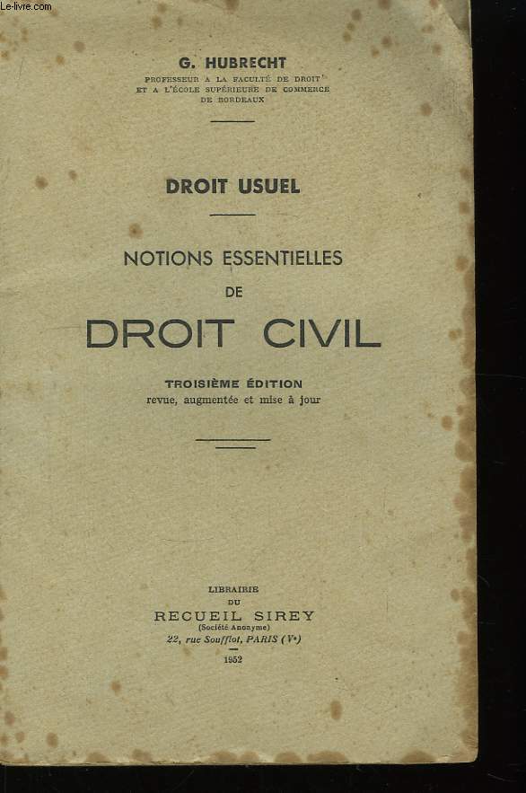 Notions essentielles de Droit Civil.