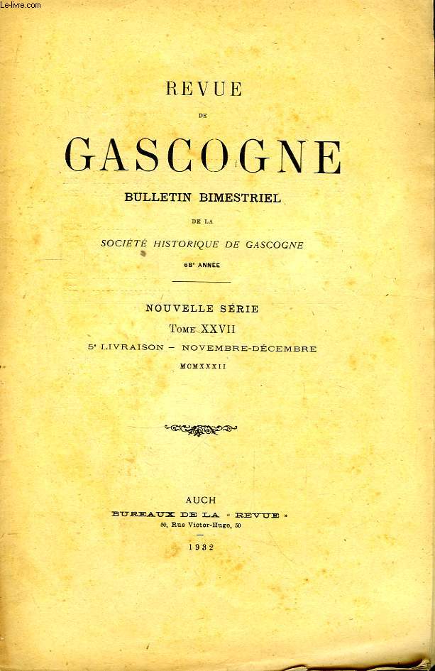 Revue de Gascogne. TOME XXVII, 5me livraison