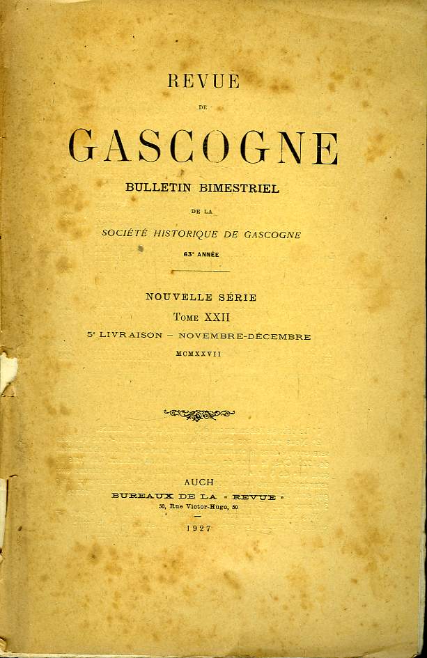 Revue de Gascogne. TOME XXII, 5me livraison