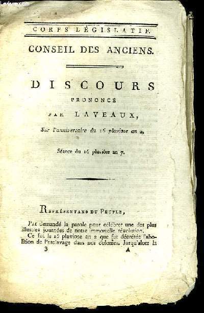 Conseil des Anciens. Discours prononc par Laveaux.