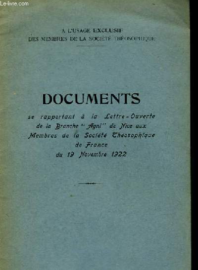 Documents se rapportant  la Lettre-Circulaire de la Branche 