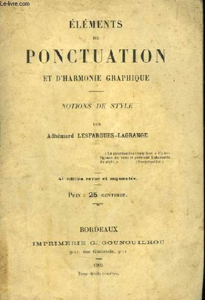 Elments de Ponctuation et d'Harmonie Graphique.