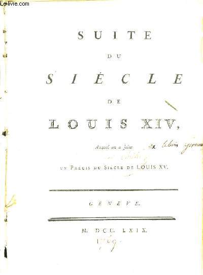 Collection Complte des Oeuvres Mr. de Voltaire. TOME XII : Sicle de Louis XIV