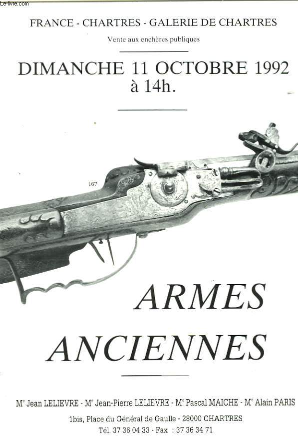 Catalogue de vente aux enchres d'armes anciennes.