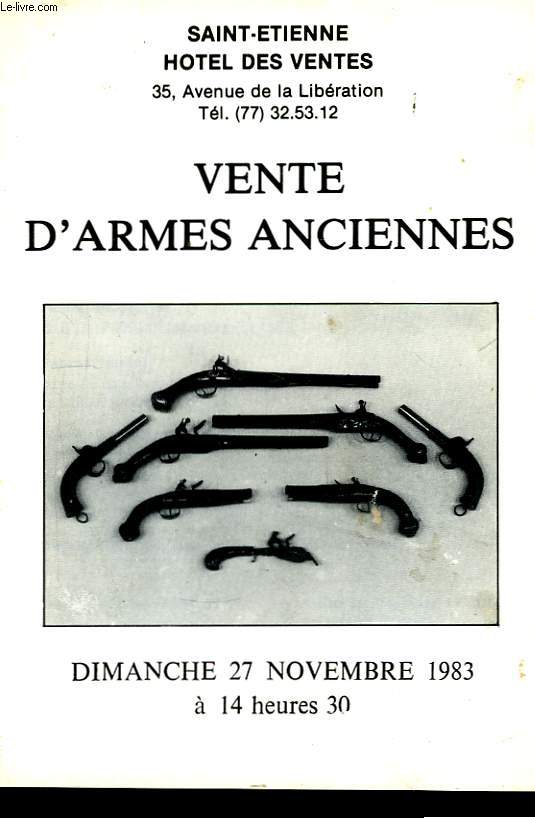 Vente aux Enchres d'Armes Anciennes, blanches et  feu des XVIII et XIX sicles.