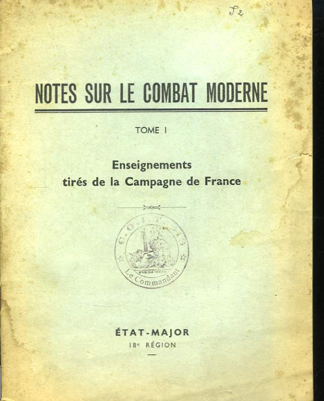 Notes sur le combat moderne. TOME I