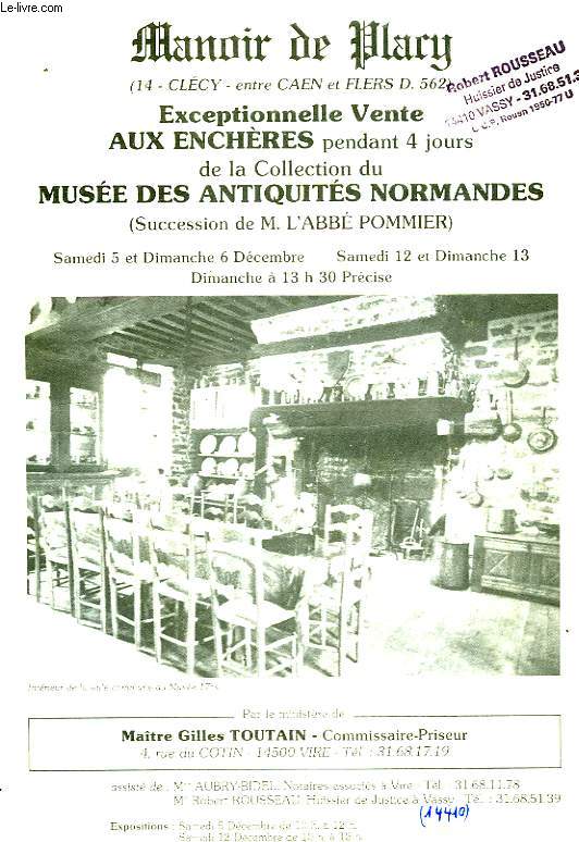 Vente aux Enchres de la collection du Muse des Antiquits Normandes.