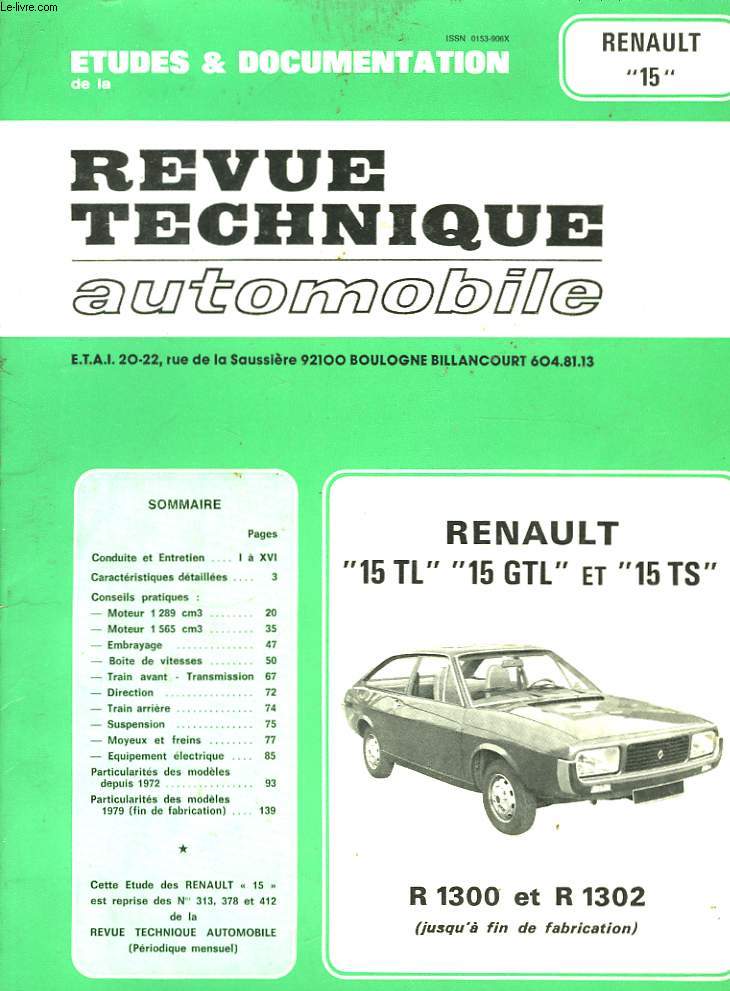 Revue Technique Automobile. Renault 