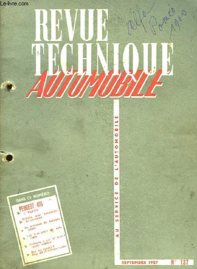 Revue Technique Automobile. N137