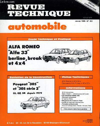 Revue Technique Automobile. N451