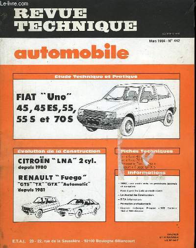 Revue Technique Automobile. N°442