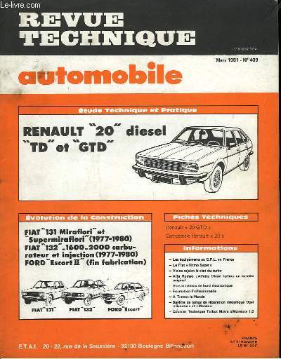 Revue Technique Automobile. N409