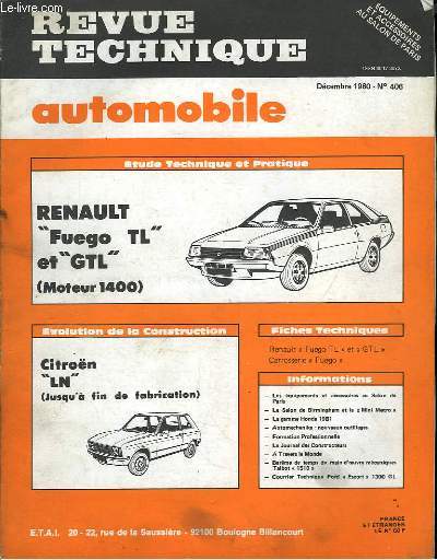 Revue Technique Automobile. N°406