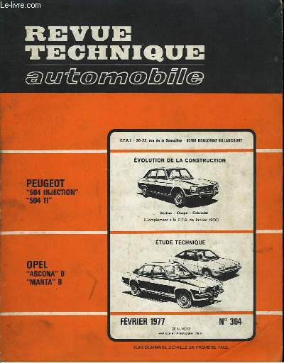 Revue Technique Automobile. N364