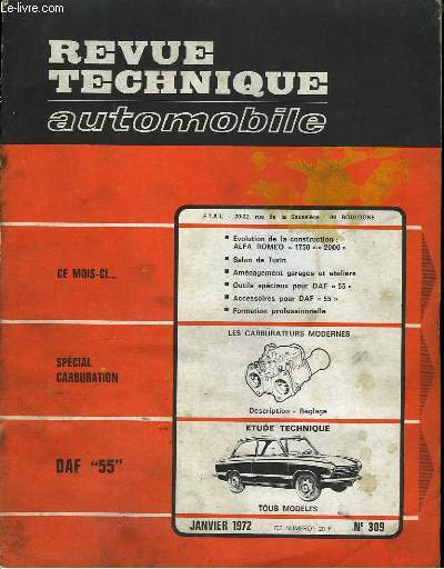 Revue Technique Automobile. N°309