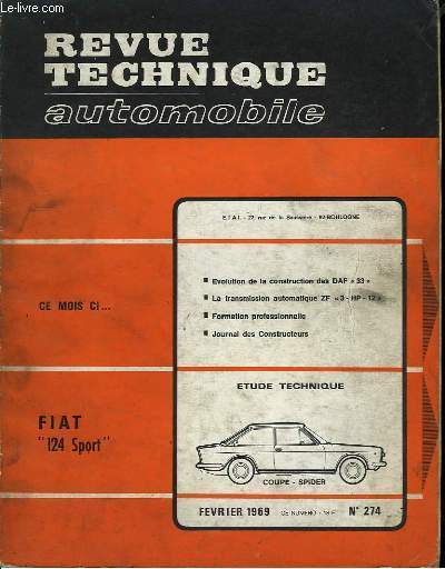 Revue Technique Automobile. N°274