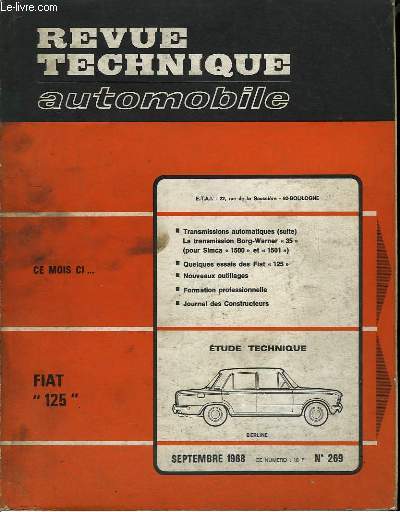 Revue Technique Automobile. N°269