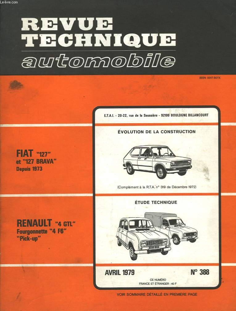 Revue Technique Automobile. N°388