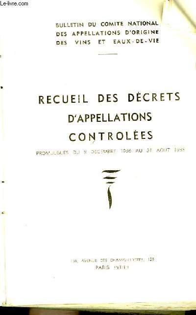 Recueil des Dcrets d'Appellations Controles.