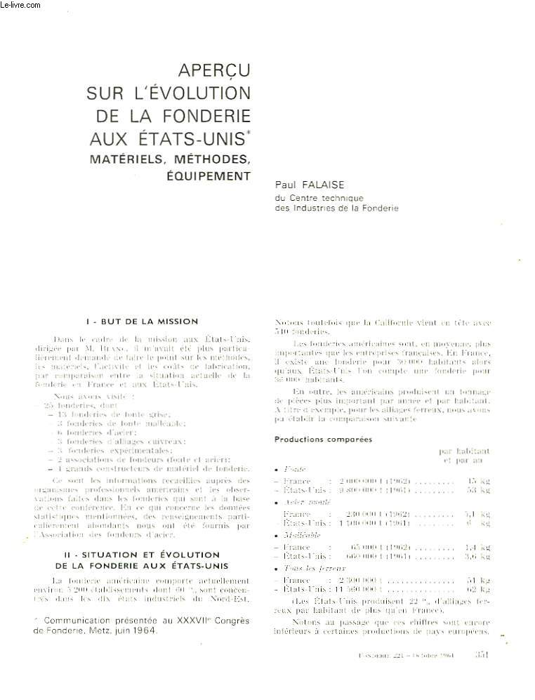 Aperu sur l'volution de la Fonderie aux Etats-Unis