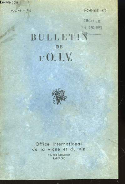 Bulletin de l'O.I.V. n513, vol. 46