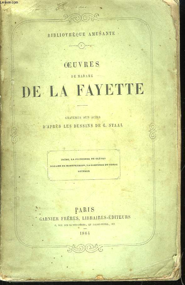 Oeuvres de Madame de La Fayette.