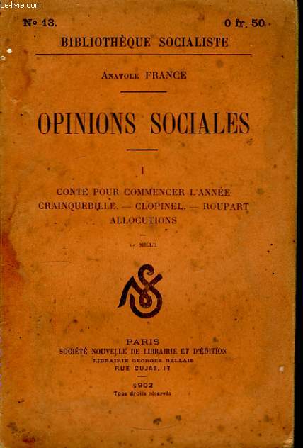 Opinions sociales. TOME I