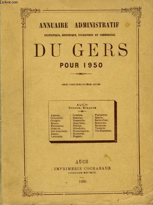 Annuaire administratif du Gers pour 1950.