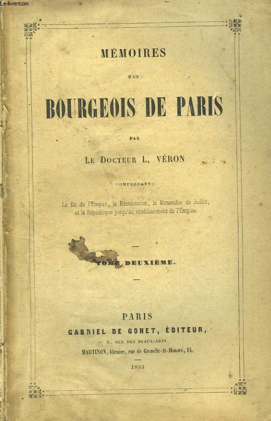 Mmoires d'un Bourgeois de Paris. TOME II