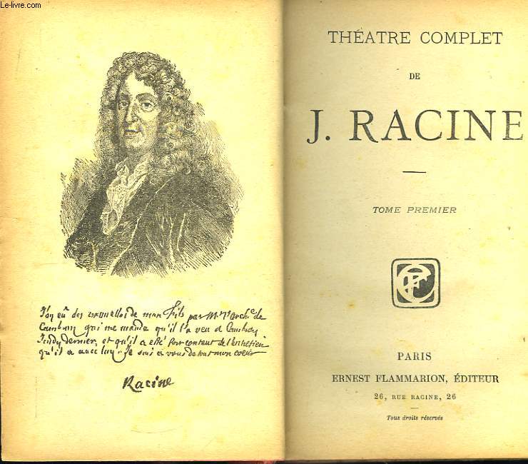 Thtre Complet de J. Racine. TOME Ier