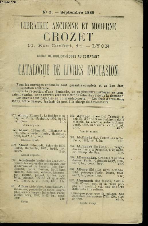 Catalogue de Livres d'Occasion. N2