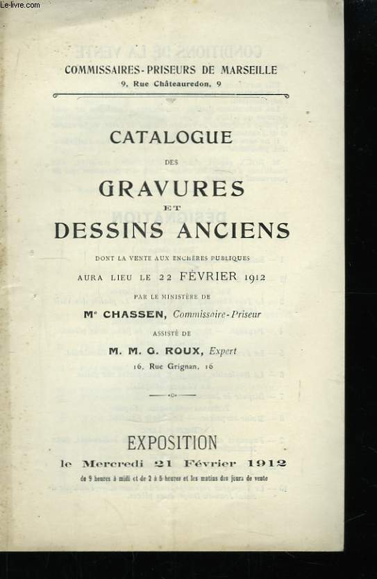Catalogue des Gravures et Dessins Anciens.