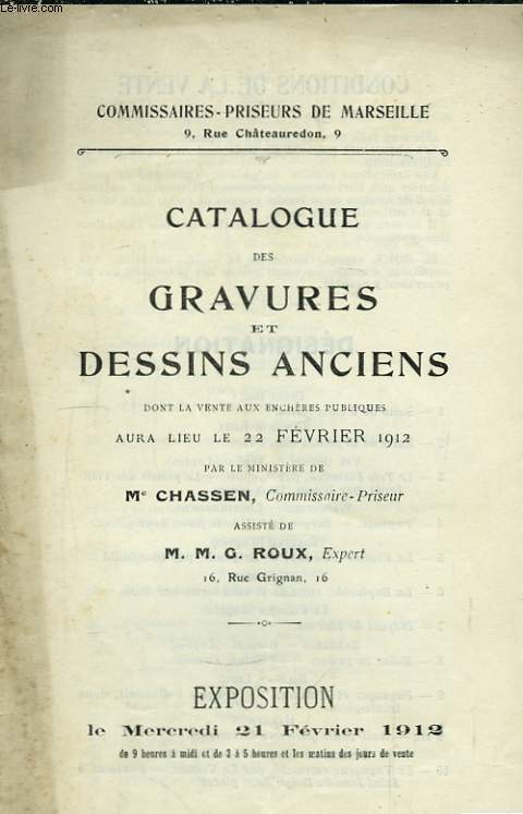 Catalogue des Gravures et Dessins Anciens.