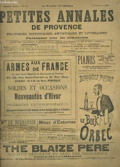 Petites Annales de Provence. N36, 1re anne.