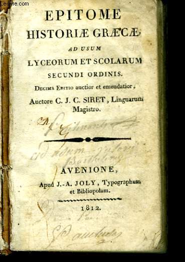 Epitome Historiae Graecae, ad usum lyceorum et scolarum. Secundi Ordinis.