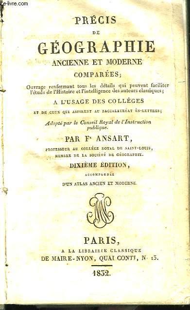Prcis de Gographie, ancienne et moderne, compares.