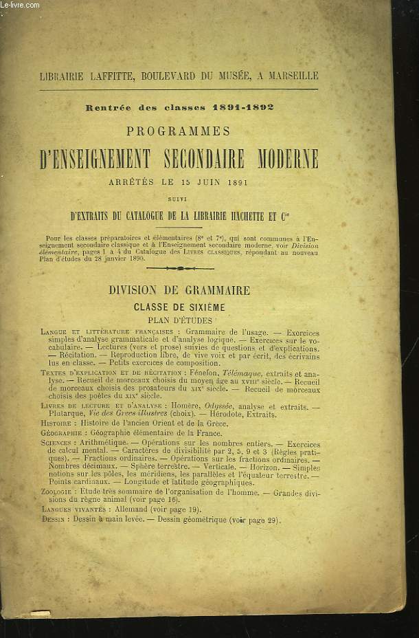 Programmes d'Enseignement Secondaire Moderne.