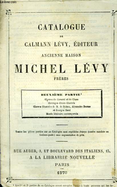 Catalogue de Calman Lévy. 2ème partie.