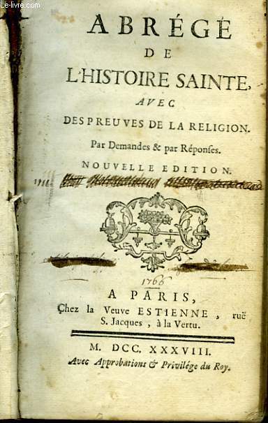 Abrg de l'Histoire Sainte avec des preuves de la Religion.