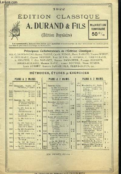 Catalogue 1922. Edition classique.